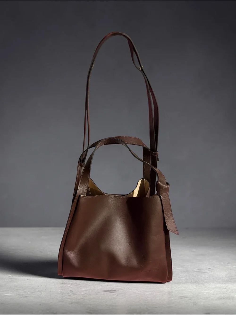 Classic Brown Leather Hobo Bag - Minimalist Women's Shoulder Bag